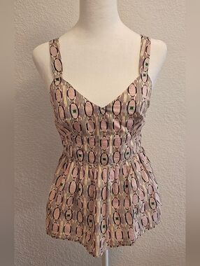 Banana Republic Light Pink and Black Lined Top